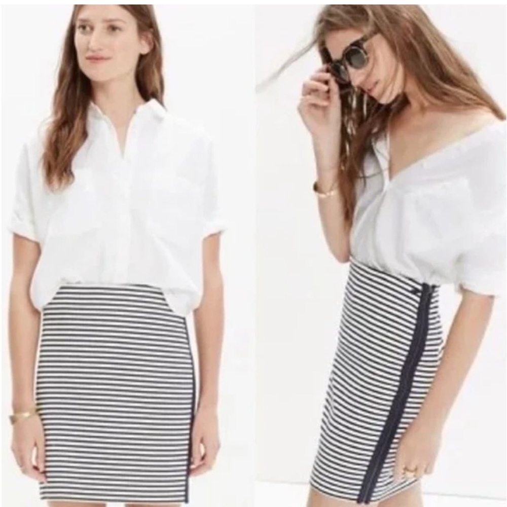 Madewell striped bodycon side zip pencil skirt